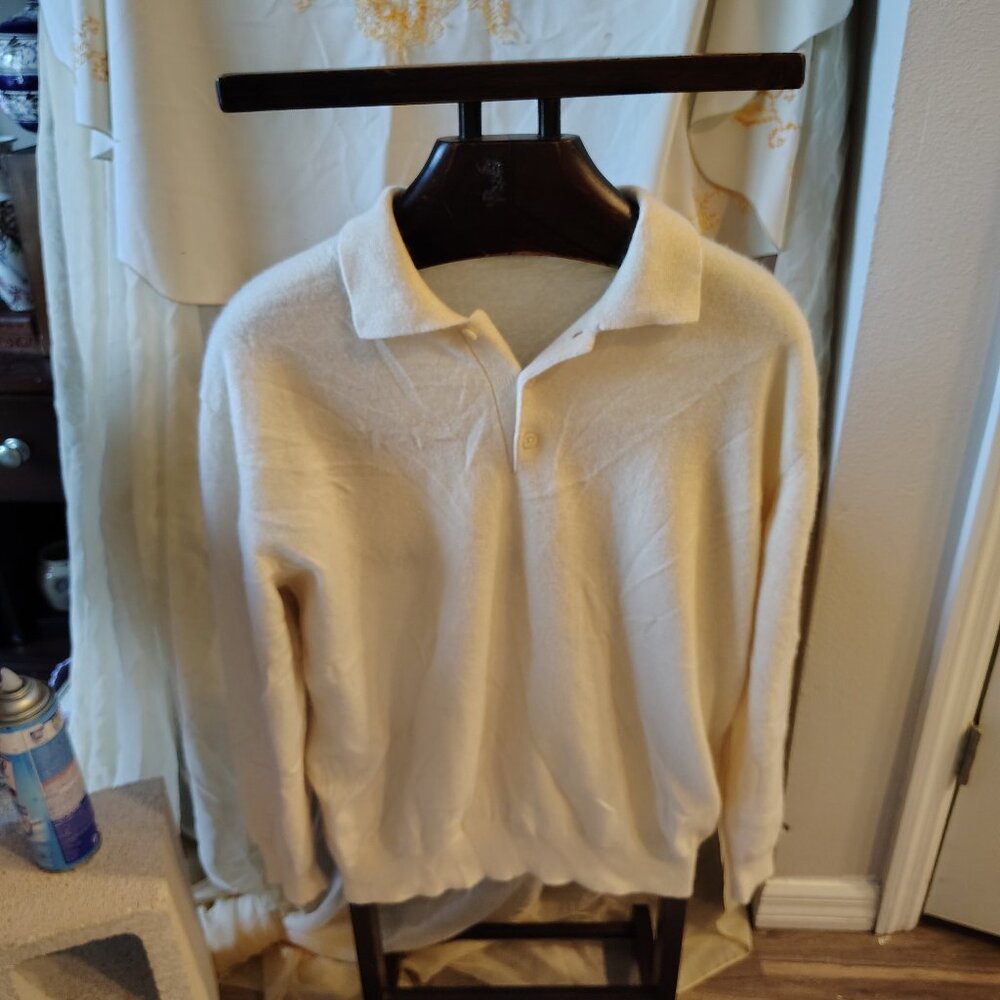 Giorgiolini Men's 100% Cashmere Collared Button Long Sleeve Sweater Size XL